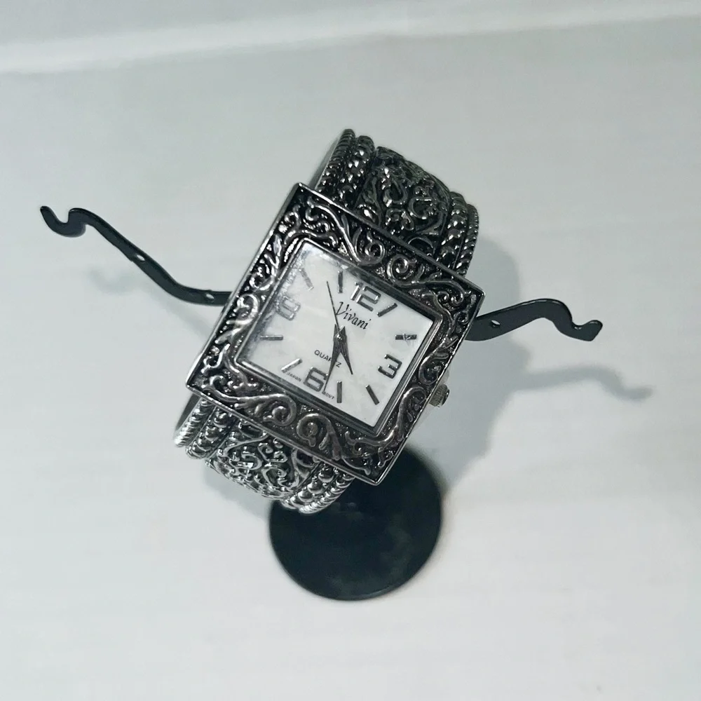 New Vivani cuff watch silver tone women's